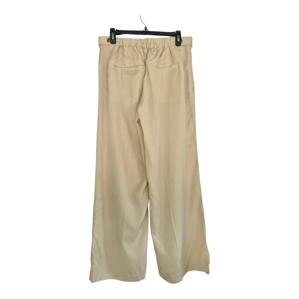 NWT Banana Republic TENCEL Lyocell Wide Leg Pants Oyster Pearl Beige Medium